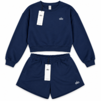 Conjunto deportivo Alo blanco,azul y rosa